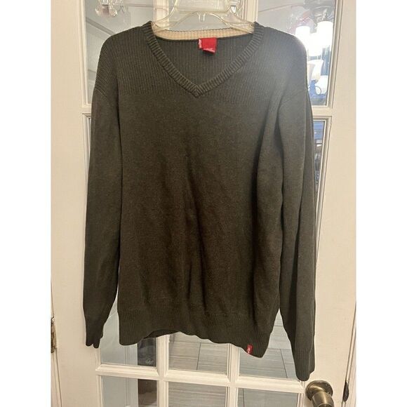 LEVI'S Army Green V Neck Jumper size L Mens Outerwear Outdoors Menswear.     T - Picture 1 of 4